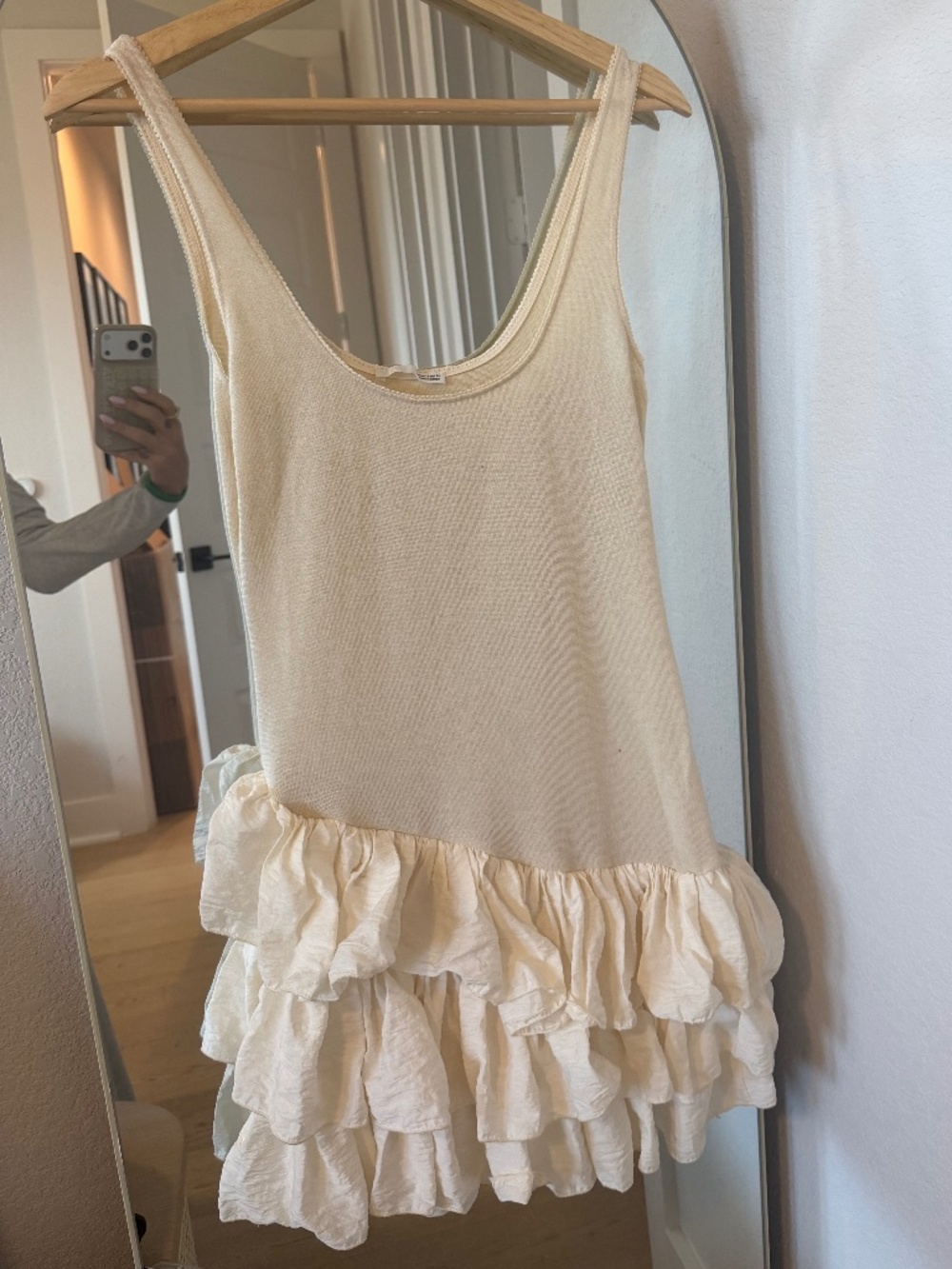 Zara Cream Ruffle Drop-Waist Mini Dress — Size s